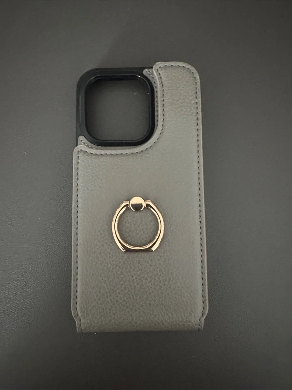 iPhone 15 Leather Wallet Phone Case with Gold Ring Grip NWBox